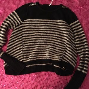 Free People military style striped sweater